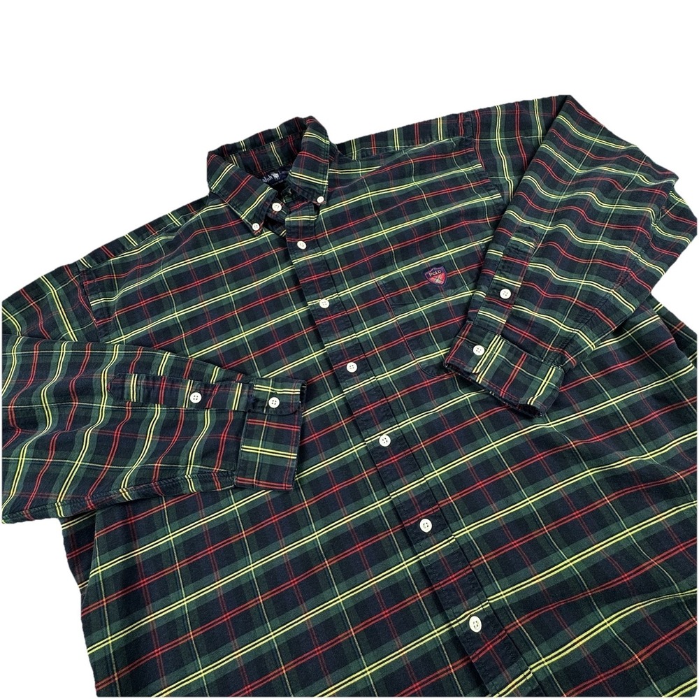 Vintage Polo Ralph Lauren‎ The Big Shirt Men XL Y2K Plaid Baggy Oversized LS